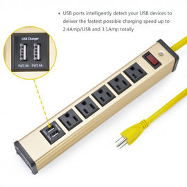 USB Şarjlı Masaüstü 5 Düz Fiş Güç Şeridi, 5 Soket Güç Çubuğu 5v 2.4A / 1A