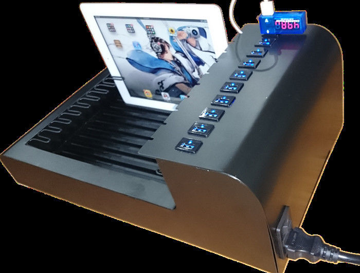 Elektronik / Ipad / Cep Telefonu için Paslanmaz Çelik 10 Port Masaüstü USB Şarj Istasyonu
