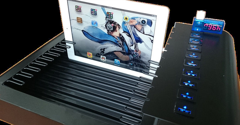 Elektronik / Ipad / Cep Telefonu için Paslanmaz Çelik 10 Port Masaüstü USB Şarj Istasyonu