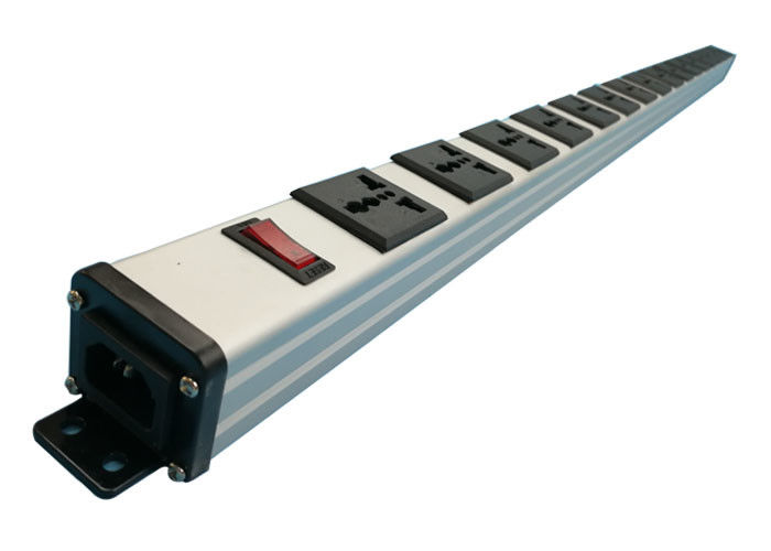 Transformatör / Adaptör Kullanımı İçin 48 inç Ağır Hizmet Tipi Evrensel Metal Güç Şeridi PDU 16 Yolu