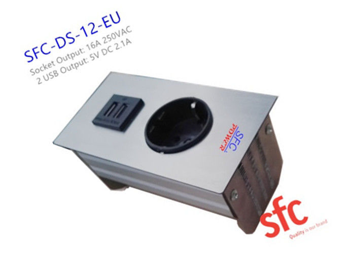 Tek AB Tak / Çift USB Şarj ile 5V 2.1A Gömülü Masaüstü Mobilya Güç Çıkışı