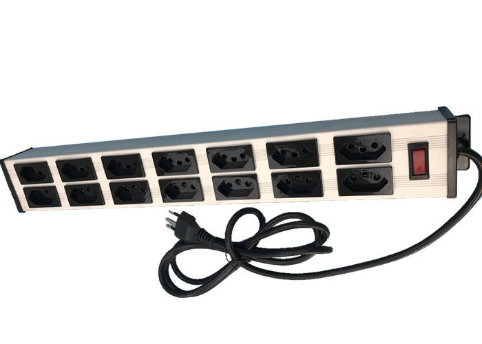 Elektrik 14 Yollu 19 "Anahtarı 10 Amp 250V ile Brezilya Çok Soket Uzatma Kablosu