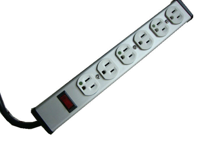 15 Ft Multi Outlet Güç Şeridi 6 Fiş Hastane Sınıfı, Monte Edilebilir Güç Çubuğu Düşük Ağırlık
