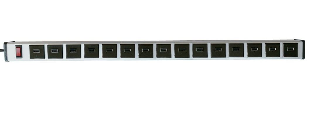 Güvenlik Açık / Kapalı Anahtarı ile Evrensel 15 Port USB Dalgalanma Koruyucu Güç Şeridi