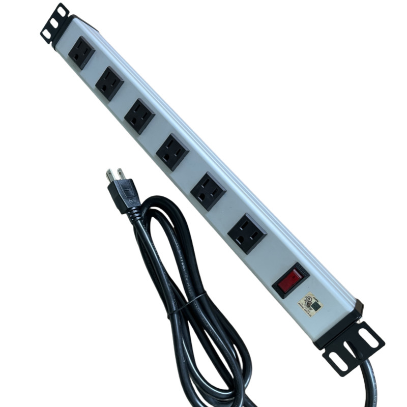 6 yollu Metal Tablar 10'luk uzatma kablosu ile çoklu çıkışlı güç bandı 14AWG NEMA 5-15P