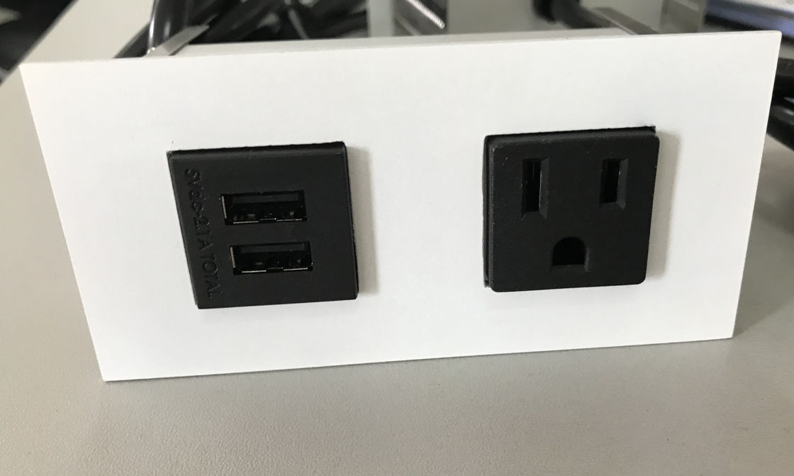 1 Çıkışlı / 2 USB Bağlantı Noktalı Gizli Masaüstü Güç Prizleri, Paslanmaz çelik Ön Paneller