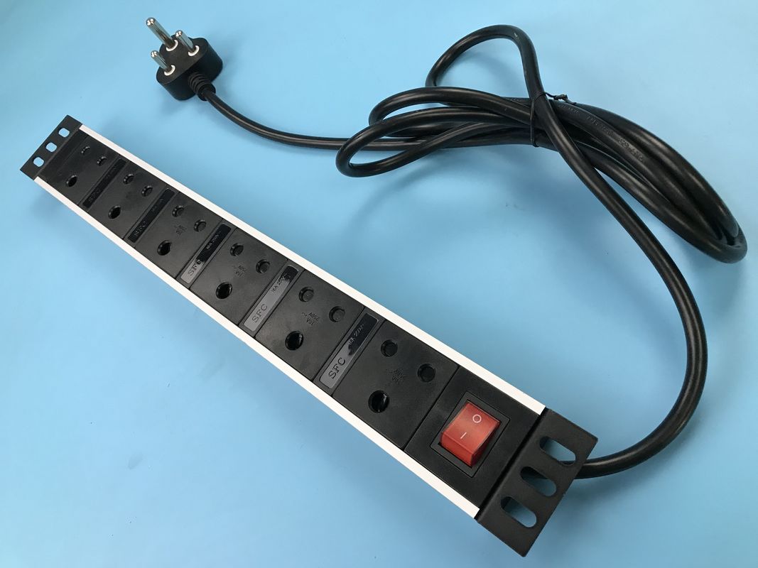 6 Outlet Çok Soket Güç Şeridi, Metal Düz Fiş Güney Afrika Güç Çubuğu Dikey Kurulum