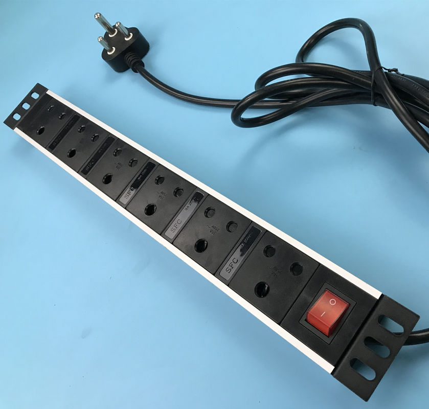 6 Outlet Çok Soket Güç Şeridi, Metal Düz Fiş Güney Afrika Güç Çubuğu Dikey Kurulum