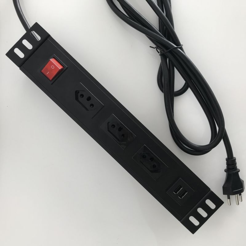 Dubleks USB Bağlantı Noktası ve 2M Kordonlu Alüminyum Kabuklu 3 İsviçre Çıkışlı Güç Şeridi